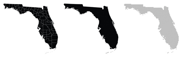 Stroke with fill and dotted USA Florida Map Vector Illustration