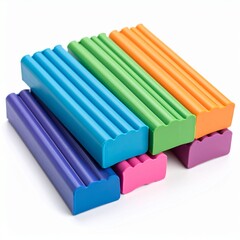 Obraz premium Generated image School supplies - colorful plasticine on a shadow-free white background