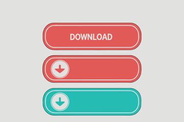 Fototapeta premium Download buttons with call to action in red and teal and arrow icon vector design for software and website user interface