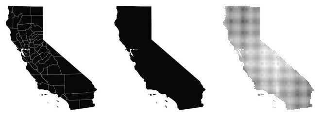 Vector fill, stroke with fill and dotted USA California map