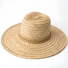 A magnificent straw hat with a wide brim and natural woven texture.