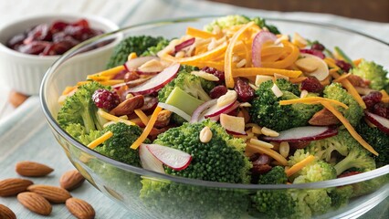 Broccoli salad with cheddar and almonds provides a crunchy, nutritious option for gatherings or everyday meals