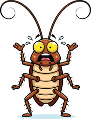 Cartoon cockroach surprised, distressed bug character, funny insect illustration, expressive roach, anthropomorphic pest, emotional cartoon, comic style insect