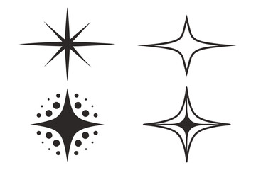 Obraz premium Four Starburst Variations in Black and White for Graphic Design and Web Elements Inspiration