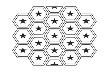 Honeycomb Pattern of Hexagons with Stars Inside Seamless Vector Design Graphic Art Creative Background Template Texture Wallpaper for Print