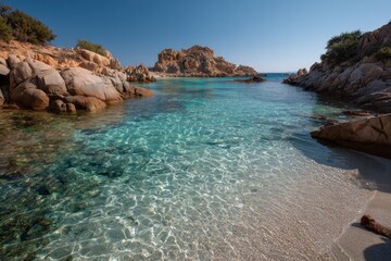 Exploring the pristine waters and sandy shores of Spargi Island in the Maddalena Archipelago on a sunny afternoon