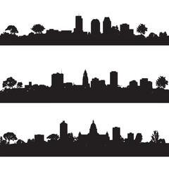 Fototapeta premium vector illustration of des moines skyline silhouette set, Black & White silhouette set 