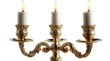  Candlestick with three candles isolated on white