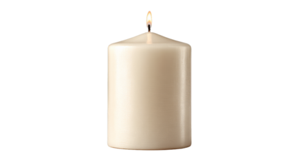 : White candle on white background isolated. Wax candle. Christmas decor