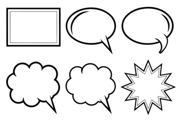 Variety of Speech Bubble Shapes on White Background for Creative Graphic Design Projects and Visual Communication Ideas