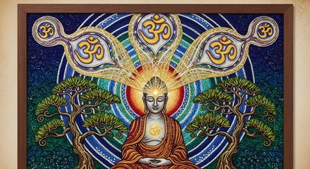 Fototapeta premium Serene Buddha Meditation with Om Symbol