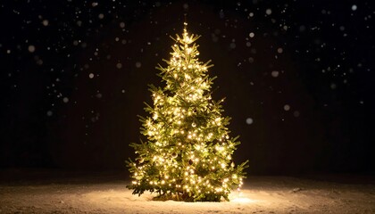 Snowy Night with Christmas Tree Lights.