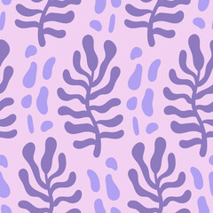 Purple botanical groovy seamless pattern