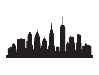 Fototapeta premium New York skyline vector design silhouette, ideal for vinyl cutting. Features detailed lines and rounded corners for optimal vinyl ready. Includes all major NYC landmarks in one stunning