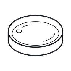 Petri Dish Outline Illustration on White Background