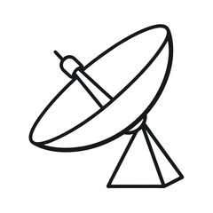 Satellite Dish Outline Drawing on White Background
