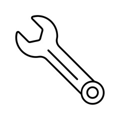 Spanner Outline Icon on White Background