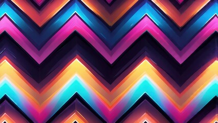 Luminous Beveled Chevrons Creating a Dynamic Neon Wave Pattern