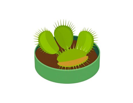 Cartoonish Venus flytrap in a pot