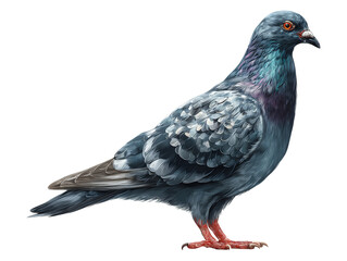 pigeon bird with iridescent feathers isolated on transparent background