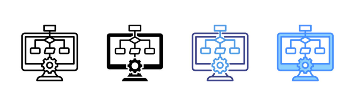 Algorithm icon set multiple style collection