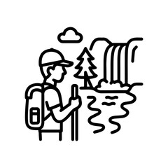 Line icon trip to the waterfall vector on white background
Vector line icon on white background