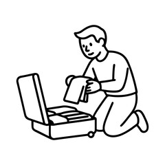 Line icon packing a suitcase vector on white background
Vector line icon on white background