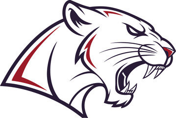 Aggressive panther head logo with red and blue accents