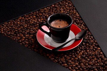 cup of coffee with beans