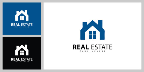 Fototapeta premium Minimalist Building Icon Logo – Real Estate Business Branding Template