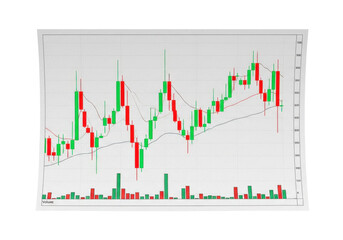 Stock market chart isolated on transparent background showing financial investment trends