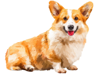 Cheerful corgi dog portrait on transparent background
