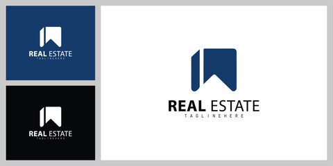 Fototapeta premium Minimalist Building Icon Logo – Real Estate Business Branding Template