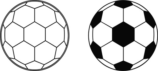 Fototapeta premium Soccer Ball Outline and Filled Icon, Geometric Sports Illustration