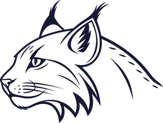 Stylized lynx head profile in dark blue outline