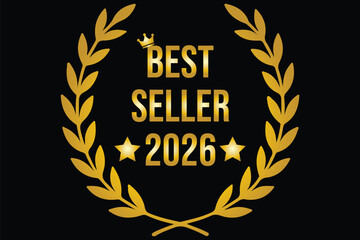 Bestseller Recognition in Gold Design. best seller badge, icon vector illustration of a set. Best seller badge. vector illustration, Best-selling award icon with crown and stars. eps 10