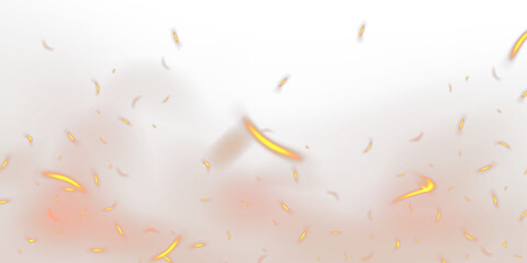Transparent PNG background with glowing fire sparks and embers rising in the dark. Warm orange and yellow particles create a dynamic and atmospheric effect, ideal for overlays, compositing
