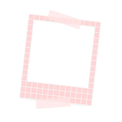 isolated pink photo frame with washi tape on transparent background