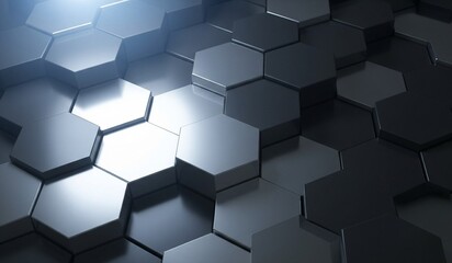 Obraz premium Hexagonales Metallmuster mit Lichteffekten – Abstrakter Hintergrund