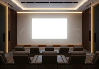 Experience immersive entertainment in a sleek modern home theater with leather seating