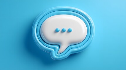 Blue Chat Bubble Icon with White Speech Bubble on Bright Blue Background
