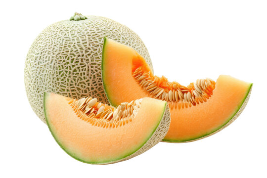 Cantaloupe melon isolated on white or transparent PNG