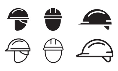 Fototapeta premium Safety Helmet Icon Set on White Background