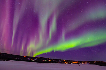 An aurora is a natural light display in Earth's sky. aurorae, auroras. northern lights (aurora borealis), southern lights (aurora australis). Chena Hot Springs Road, Fairbanks, Alaska March