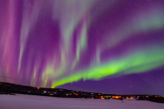 An aurora is a natural light display in Earth's sky. aurorae, auroras. northern lights (aurora borealis), southern lights (aurora australis). Chena Hot Springs Road, Fairbanks, Alaska March - Powered by Adobe