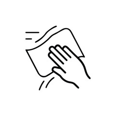 Obraz premium Cleaning with Hand and Wipe in Outline Style on Transparent Background