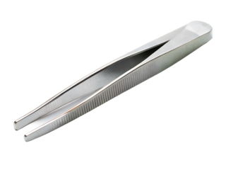 Precision metal tweezers isolated on transparent background