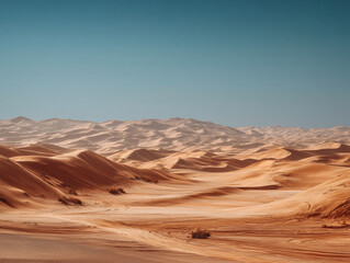 Desert sand dunes under blue sky