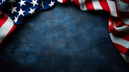 American flag on a dark textured surface creates a patriotic background for Constitution Day, Patriot Day