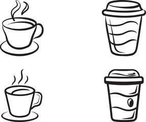 Obraz premium Coffee Collection Freshly Brewed Depicting Both Classic Mugs and Paper Cups